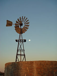 Wooleen Station windmill and moon
